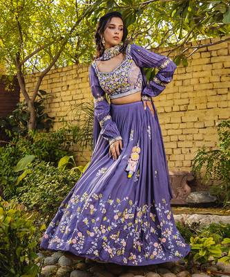 Lavender Crepe Lehenga Set 3