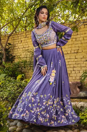 Lavender Crepe Lehenga Set