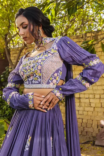 Lavender Crepe Lehenga Set