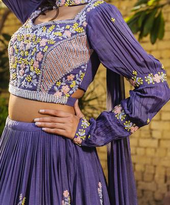 Lavender Crepe Lehenga Set 5
