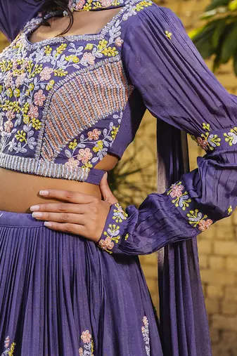 Lavender Crepe Lehenga Set