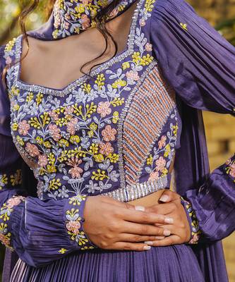 Lavender Crepe Lehenga Set 6
