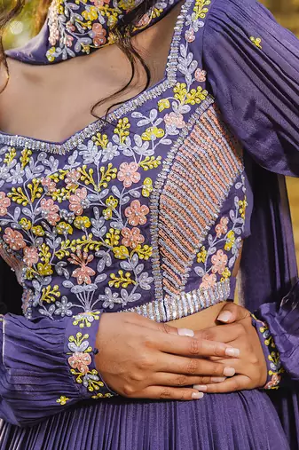 Lavender Crepe Lehenga Set
