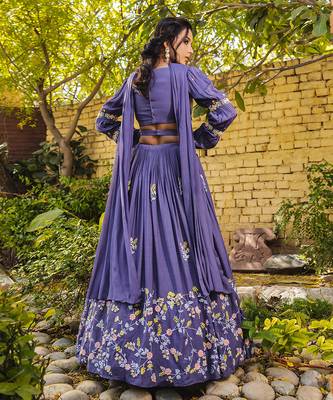 Lavender Crepe Lehenga Set 7