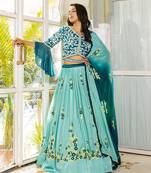 Sea Green Georgette Crepe Lehenga Set
