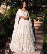 Off White Georgette Crepe Bridal Lehenga Set