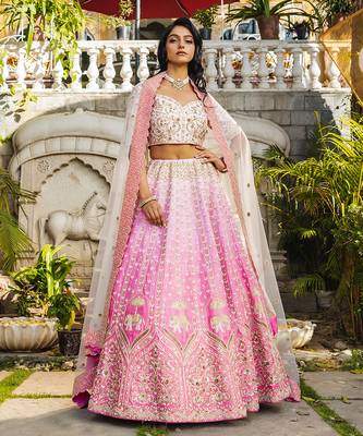 Pink Organza Bridal Lehenga Set 1
