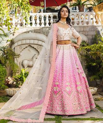 Pink Organza Bridal Lehenga Set 2