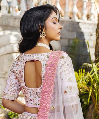 Pink Organza Bridal Lehenga Set 7