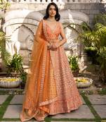 Orange Raw Silk Bridal Lehenga Set