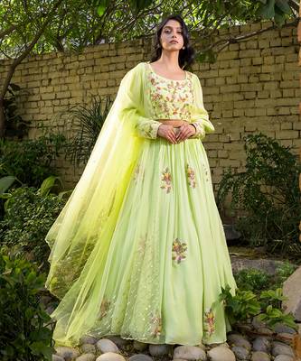 Mint Green Georgette Lehenga Set 1