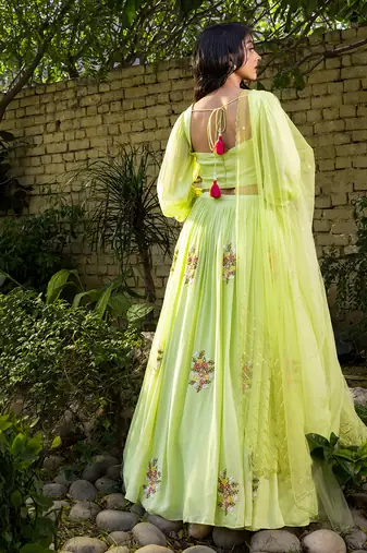 Mint Green Georgette Lehenga Set
