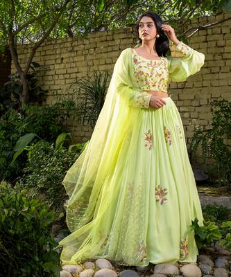 Mint Green Georgette Lehenga Set 3