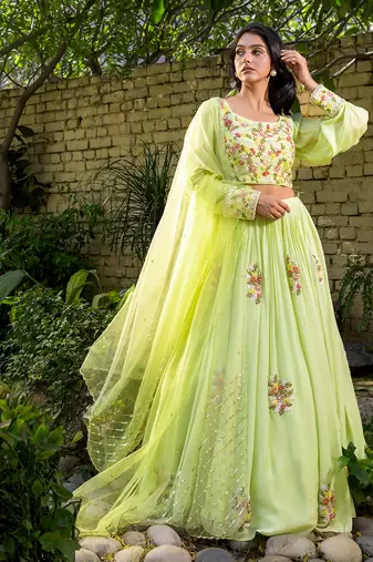 Mint Green Georgette Lehenga Set