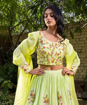 Mint Green Georgette Lehenga Set 4