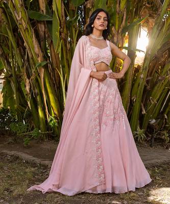 Pink Georgette Lehenga Set 1