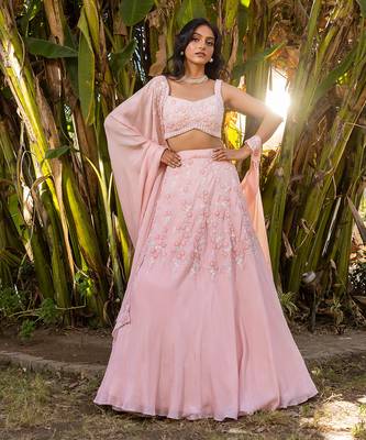 Pink Georgette Lehenga Set 2