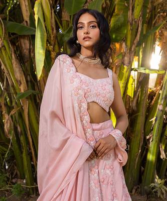 Pink Georgette Lehenga Set 6