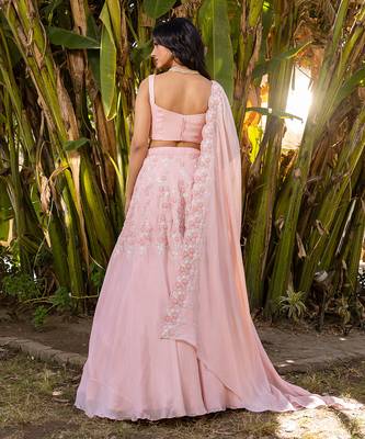 Pink Georgette Lehenga Set 9