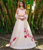 Off White Georgette And Net Lehenga Set