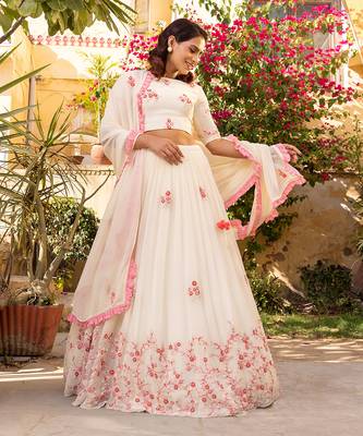 Off White Georgette Lehenga Set 1