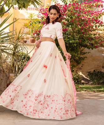 Off White Georgette Lehenga Set 2