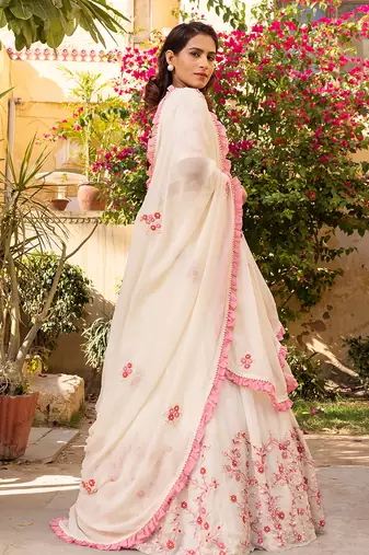 Off White Georgette Lehenga Set