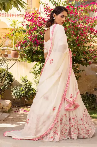 Off White Georgette Lehenga Set