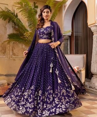Purple Georgette Lehenga Set 1