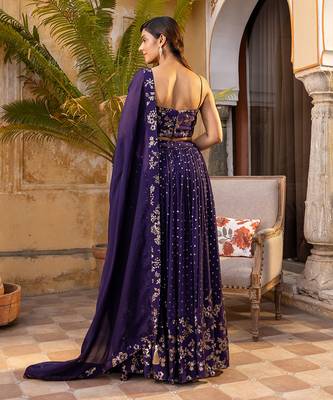 Purple Georgette Lehenga Set 2