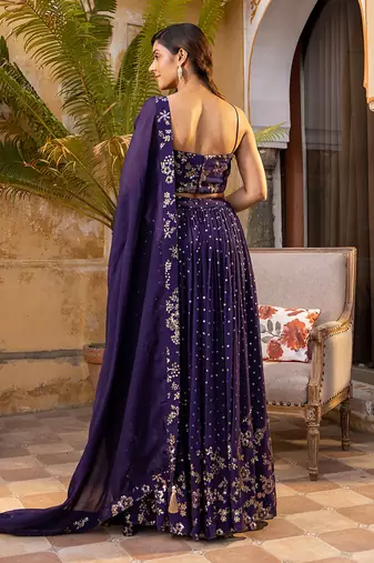 Purple Georgette Lehenga Set