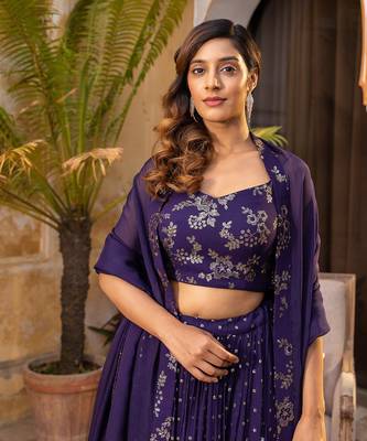 Purple Georgette Lehenga Set 3