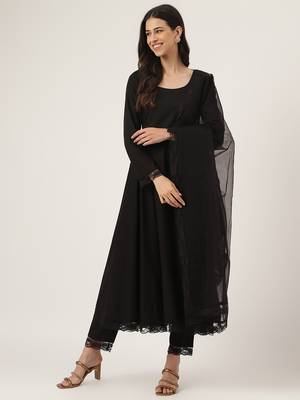 Black floral print cotton salwar 1