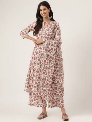 White floral print cotton salwar 1