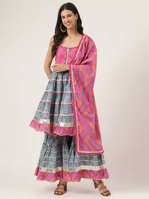 Dark blue floral print cotton salwar 1