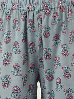 Dark blue floral print cotton salwar 2
