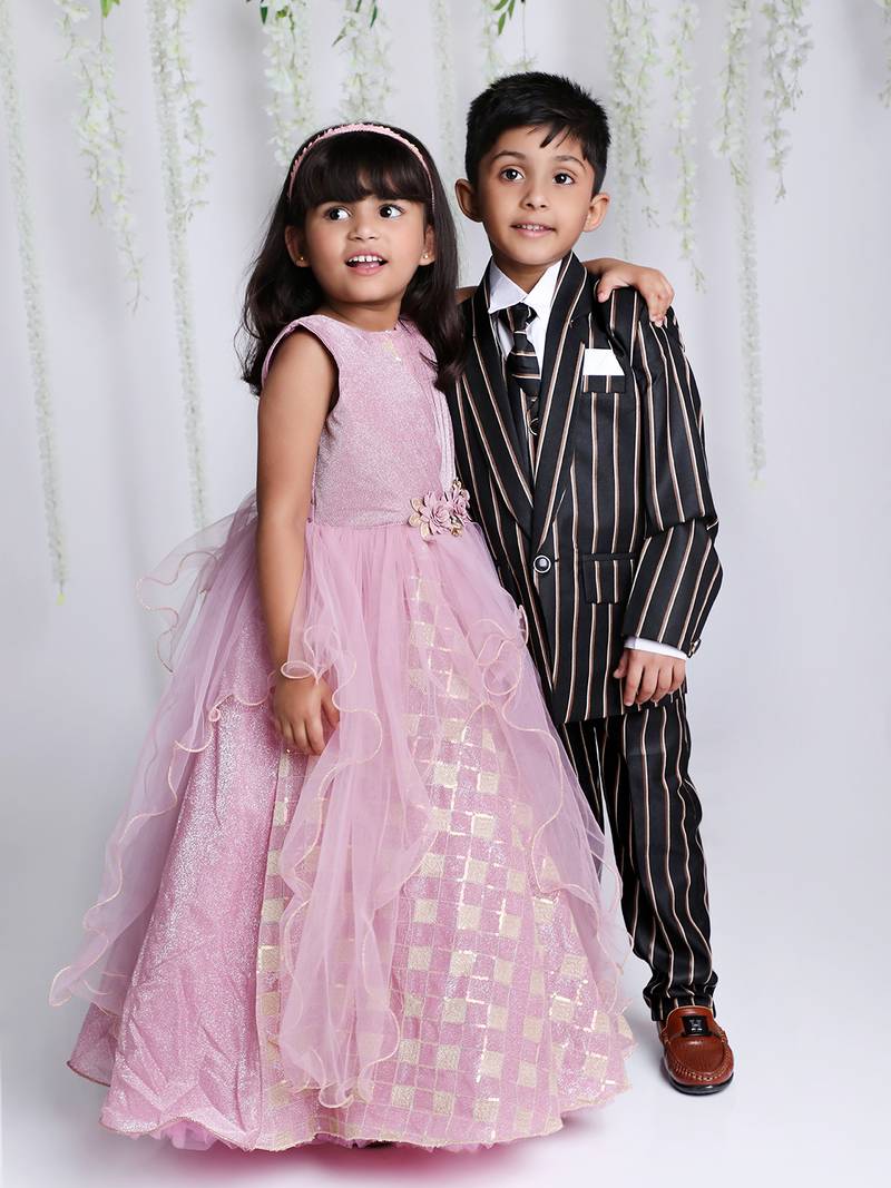 KID1 4PCS Party Wear Suit With Tia