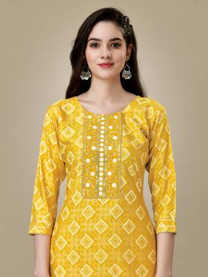 Yellow Embroidered Rayon Kurti Salwar Set 4
