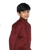 Maroon plain velvet boys-blazer