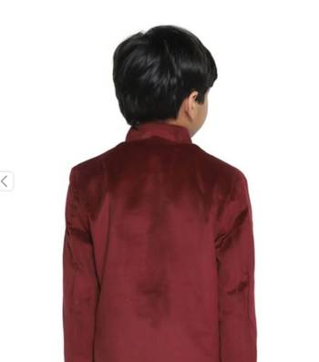Maroon plain velvet boys-blazer 2
