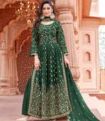 Green Colour Designer Embroidery Work Pattern Sharara Suit For Wedding
