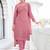 Pink Embroidered Georgette Semi-Stitched Straight Suit Up To 42" Size