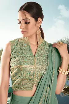 Sea Green Party Wear Palazzo Suit for Women