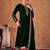 Green Embroidered Velvet Semi-Stitched Straight Suit Up To 42" Size