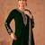 Green Embroidered Velvet Semi-Stitched Straight Suit Up To 42" Size