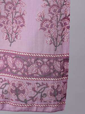 Lavender Printed Cotton Kurta Palazzo With Dupatta Set 4