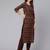 Brown Printed Cotton Kurta Trouser With Dupatta Set