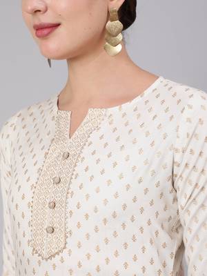 White Printed Viscose rayon Kurta Palazzo With Dupatta Set 2
