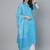 Sky Blue Printed Cotton Kurta Palazzo With Dupatta Set