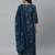 Blue Printed Cotton Kurta Palazzo With Dupatta Set